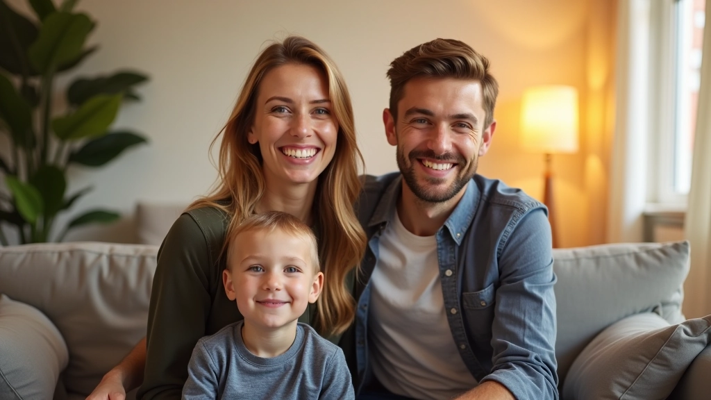 Familie in geschütztem Zuhause