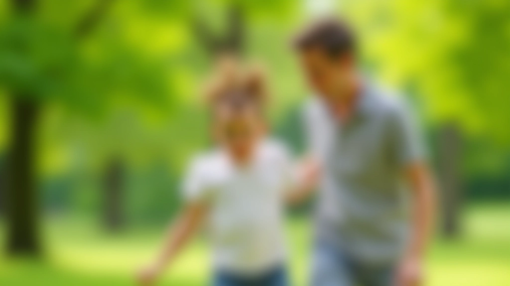 Vater mit Kind im Park, beide lachen und spielen zusammen