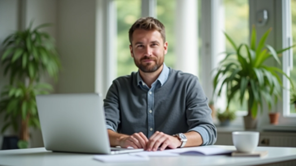 Person am Laptop mit Versicherungsinformationen auf dem Bildschirm